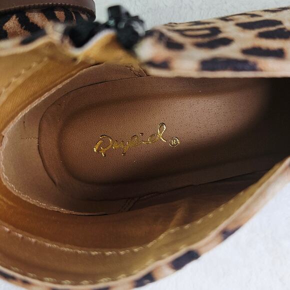 News Qupid Rager Leopard Suede Ankle Booties Size 6 Pointed Toe Block Heel - Picture 5 of 9